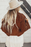 Brown Corduroy Button-Down Jacket with Pocket