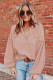 Pink Casual Balloon Sleeve Crinkled Top