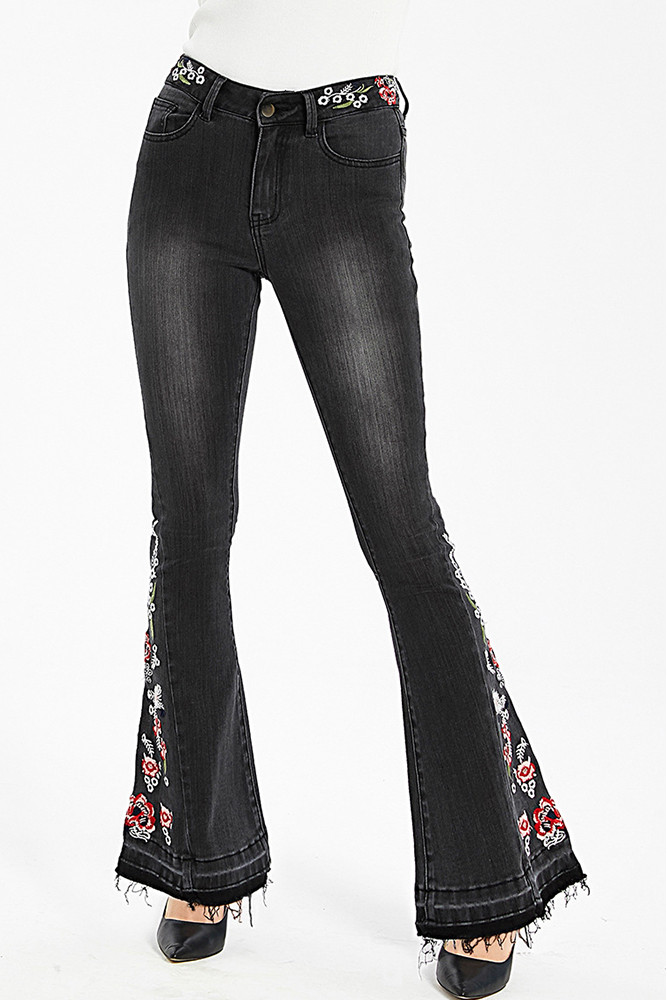 black bell bottom jeans high waisted
