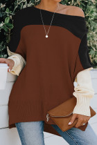 Color Block  Knit O-neck Sweater Women UNISHE Wholesale