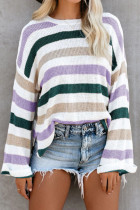 Stripe Knit O-neck Sweater Women UNISHE Wholesale