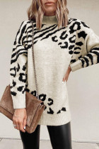 High Collar Leopard Long Sweater Women UNISHE Wholesale