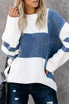 Color Block Splicing O-neck Sweater Women UNISHE Wholesale