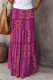 Purple Tiered Paisley Print Pocketed Maxi Skirt