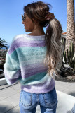 Sky Blue Colorblock Tie-dye Mohair Sweater