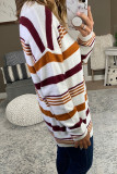 Brown Striped Crewneck Long Sleeve Sweater