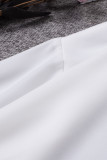 White V Neck Long Puff Sleeve Shirt