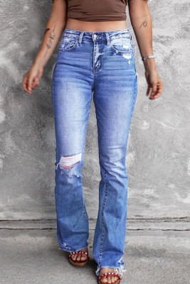 Blue Ripped jeans Flared Jeans Wholesale Boutique