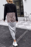 Leopard Color Block Split Side V-neck Dress Unishe Wholesale