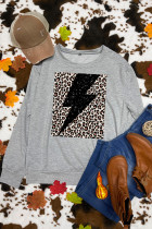 Leopard Lightning Print O-neck Long Sleeve Sweatshirts Women UNISHE Wholesale
