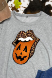 Leopard Lips Halloween Print O-neck Long Sleeve Sweatshirts Women UNISHE Wholesale
