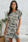 Khaki Pile Of Sleeves Camouflage Dress
