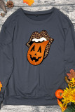 Leopard Lips Halloween Print O-neck Long Sleeve Sweatshirts Women UNISHE Wholesale