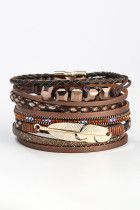 Feather Leather Decor Woven Bracelet Unishe Wholesale MOQ 5pcs