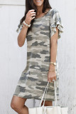 Khaki Pile Of Sleeves Camouflage Dress