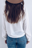 White Lace Crochet Buttoned Long Sleeve Shirt