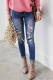 Aztec Patch Ripped Slim-fit Jeans
