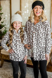 White Family Matching Mom's Leopard Quarter Zip Fleece Sweatshirt