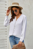 White Lace Crochet Buttoned Long Sleeve Shirt