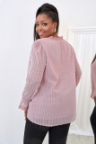 Pink Swiss Dot Lace Splicing Plus Size Blouse