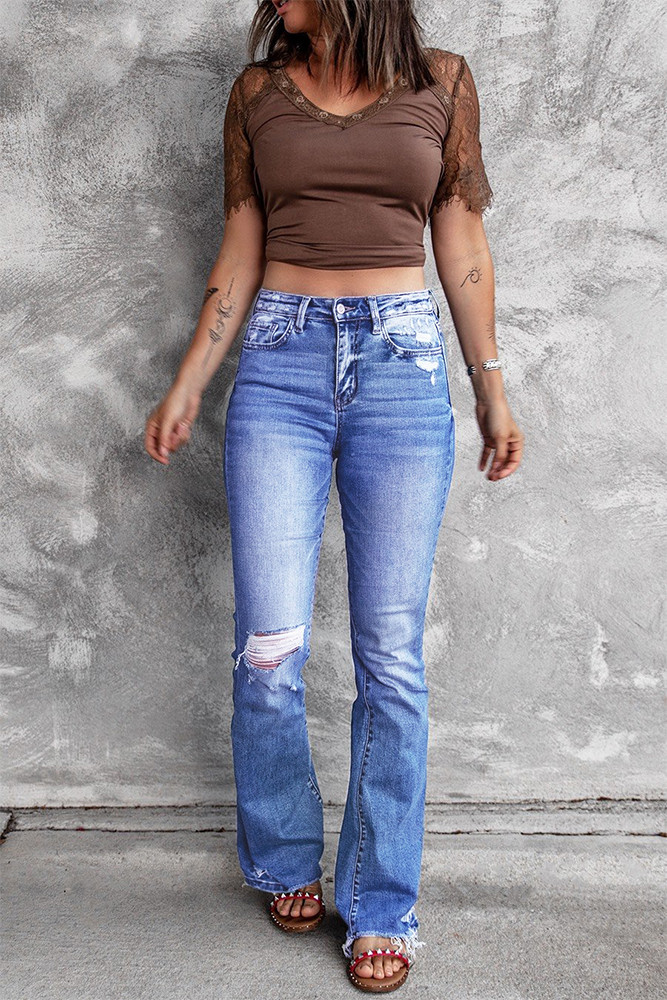blue ripped jeans petite