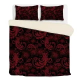 CozyMy Dark Red Flourish 3 Pcs Beddings