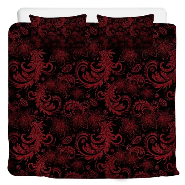CozyMy Dark Red Flourish 3 Pcs Beddings