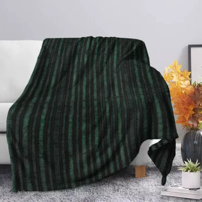 CozyMy Green Leather Look Lines Blankets