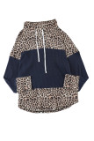 Cowl Neck Colorblock Leopard Splicing Plus Size Sweatshirt