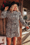 Plus Size Turtleneck Leopard Dress