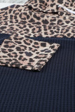 Cowl Neck Colorblock Leopard Splicing Plus Size Sweatshirt