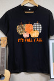 Fall Pumpkin Printed Graphic Tees for Women UNISHE Wholesale Short Sleeve T shirts Top