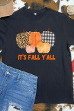 Fall Pumpkin Printed Graphic Tees for Women UNISHE Wholesale Short Sleeve T shirts Top
