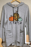 Pumpkin Fall Print Pockets Hooded Dress Unishe Wholesale