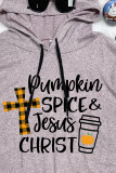 Pumpkin Spice Print Pockets Hooded Dress Unishe Wholesale