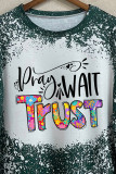 Pray Wait Trust Letter Print Long Sleeve Top Women UNISHE Wholesale