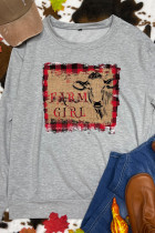 Farm Girl Print O-neck Long Sleeve Sweatshirts Women UNISHE Wholesale