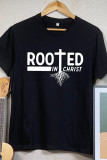 Rooted In Christ Printed Graphic Tees for Women UNISHE Wholesale Short Sleeve T shirts Top