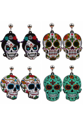Halloween Skull Decor Drop Earrings Unishe Wholesale MOQ 5pcs