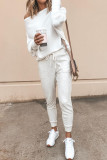 White Slouchy One Shoulder Dolman Sleeves Ribbed Sweater
