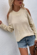 Cold Shoulder Knit O-neck Sweater UNISHE Wholesale