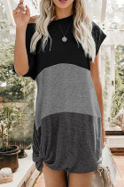 Gray Colorblock Twisted Mini Dress