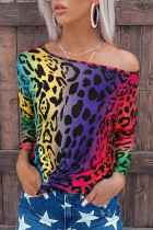 Colorful Leopard Gradient Loose Blouse