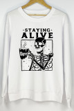 Staying Alive Halloween Print O-neck Long Sleeve Sweatshirts Women UNISHE Wholesale