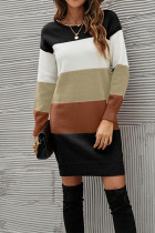 Colorblock O-neck Long Sleeve Sweater Dress Unishe Wholesale