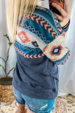 Blue Aztec Geometric Western Cowgirl Sweatshirt