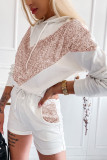 White Chevron Sequin Pullover Hoodie