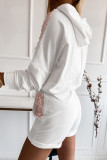 White Chevron Sequin Pullover Hoodie