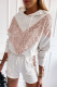 White Chevron Sequin Pullover Hoodie