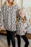 White Family Matching Girl's Leopard Quarter Zip Fleece Sweatshirt
